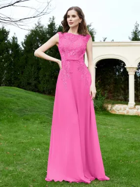 A-Line Chiffon Dress with Flower Appliqued Azalea Plus Size
