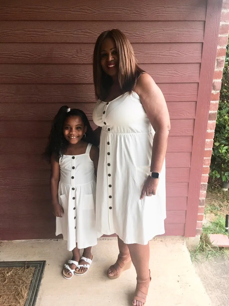 Arshiner Girl's Spaghetti Strap Button Down Midi Sleeveless Sundress