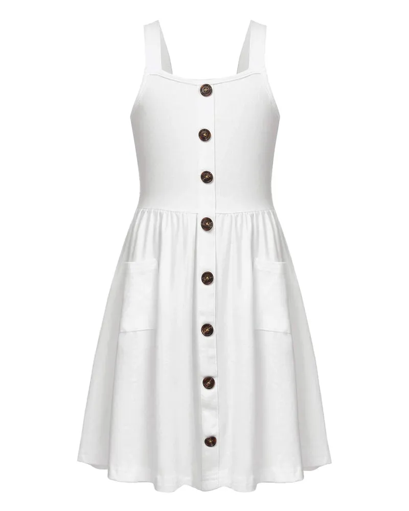 Arshiner Girl's Spaghetti Strap Button Down Midi Sleeveless Sundress
