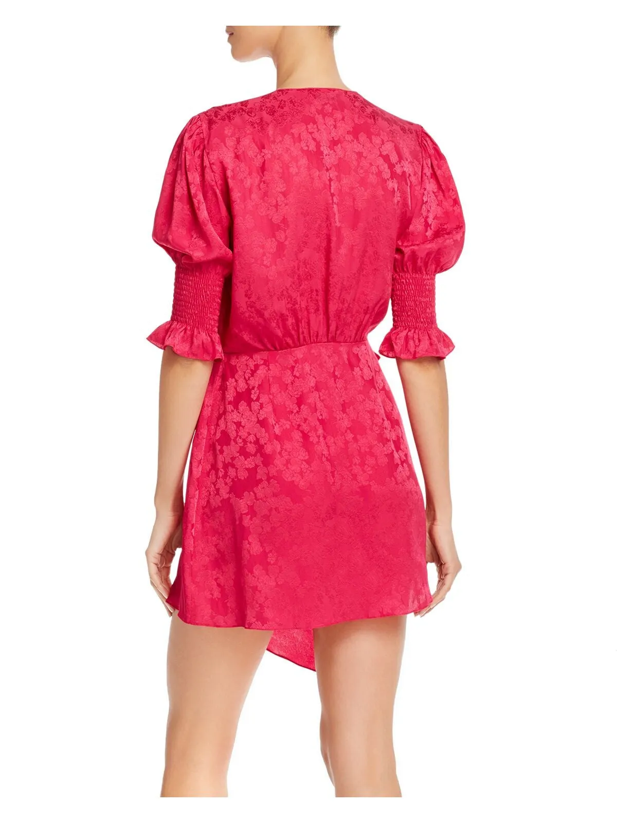 ART DEALER Womens Pink Elbow Sleeve Surplice Neckline Short Wear To Work Wrap Dress