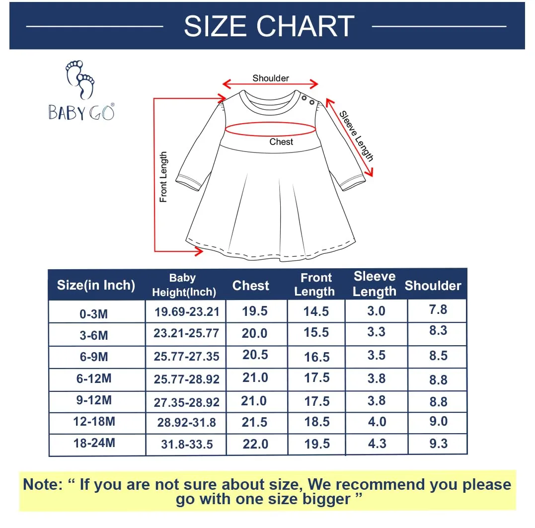 BabyGo Full Sleeve Regular Round Neck A Line Frocks for Baby Girls (Pack of 2) Pink
