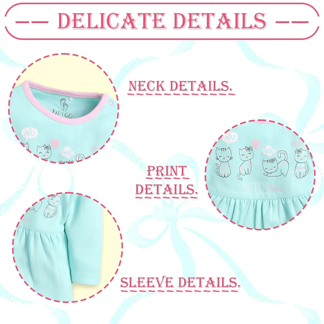 BabyGo Full Sleeve Regular Round Neck A Line Frocks for Baby Girls (Pack of 2) Pink