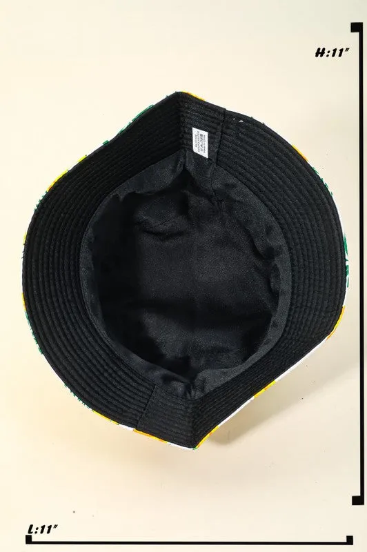 Bananas And Monstera Leafs Print Bucket Hat