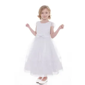Big Girls White Lace Organza Grace Junior Bridesmaid Dress 8-16