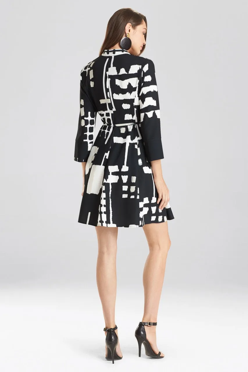 Block Print Crepe Shirt Dress