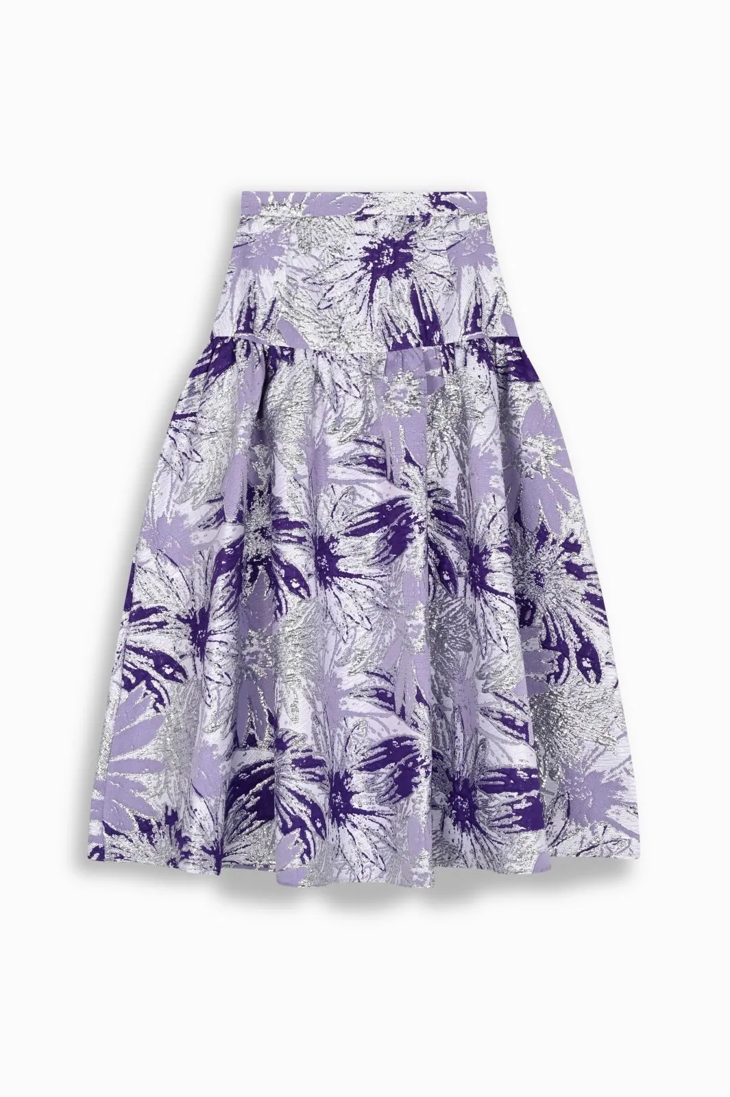 Brocade Tiered Midi Skirt