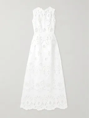 Broderie anglaise cotton-poplin maxi dress
