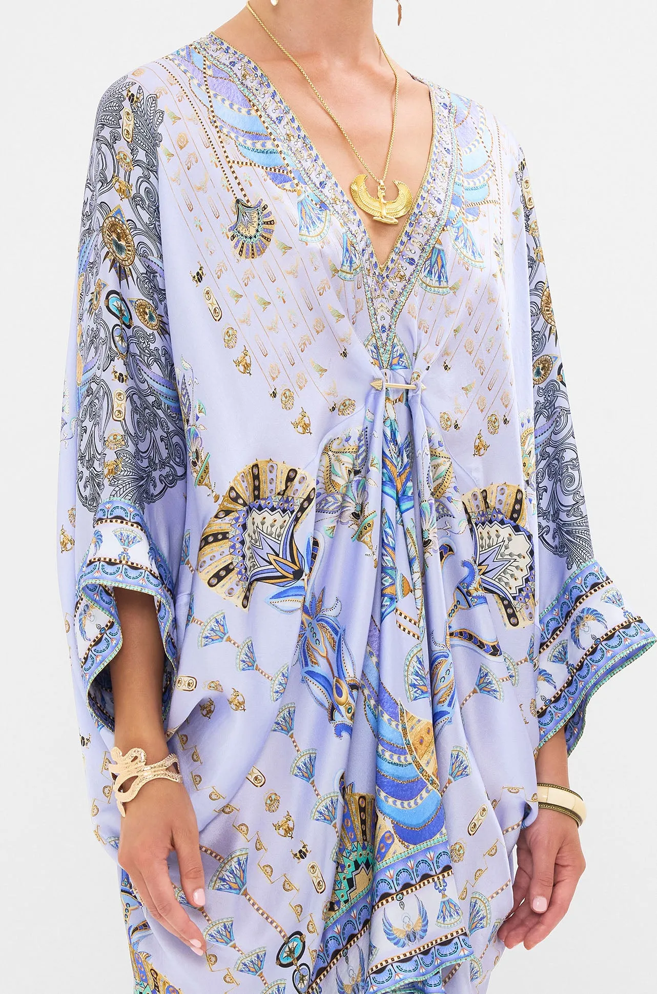 Camilla - Under Scarab Skies Pierced V Neck Short Kaftan