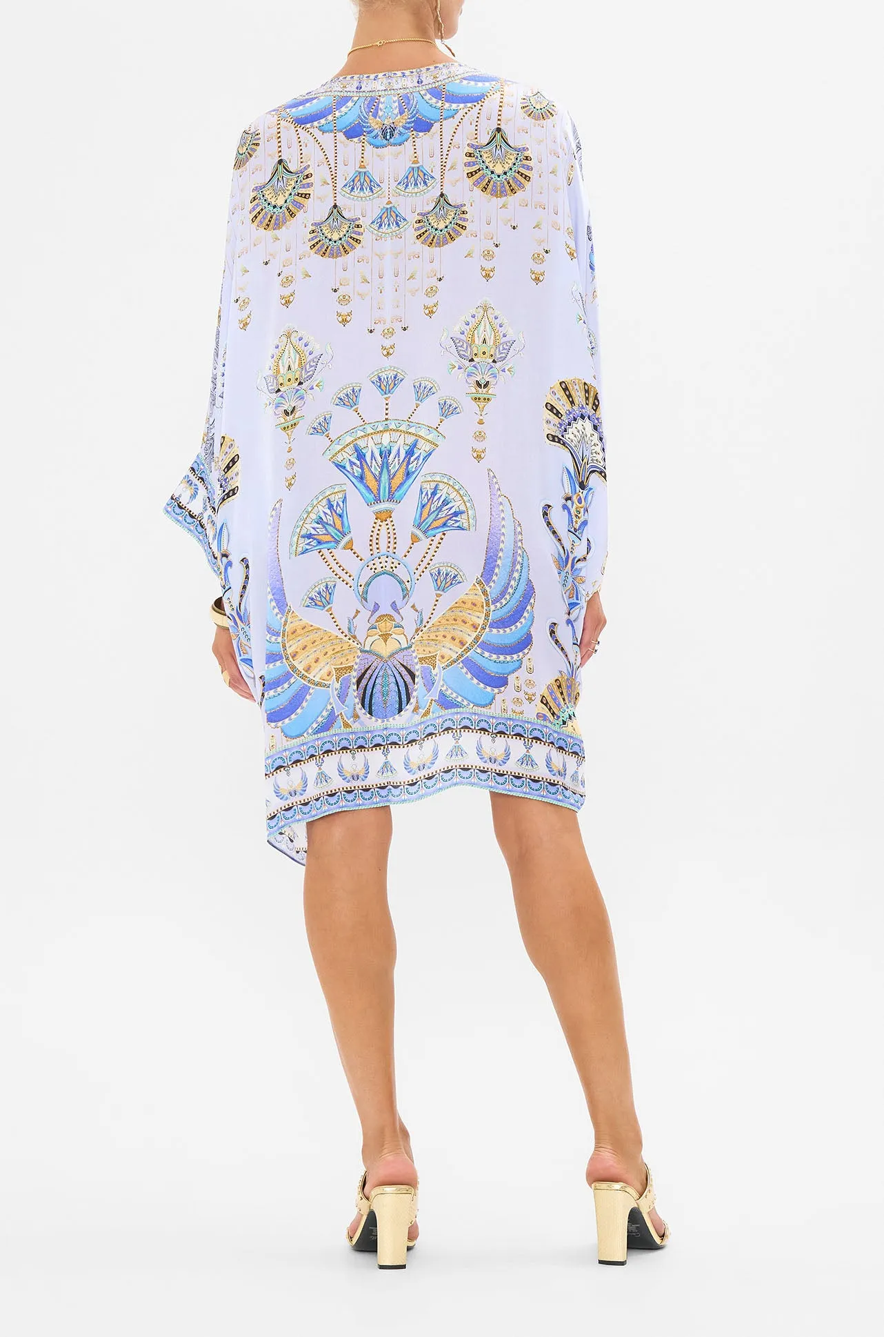 Camilla - Under Scarab Skies Pierced V Neck Short Kaftan