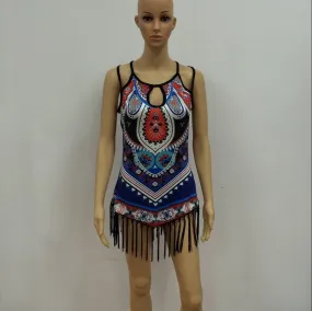 Casual Sexy Pure Color Tassel Spaghetti Straps Short Dress