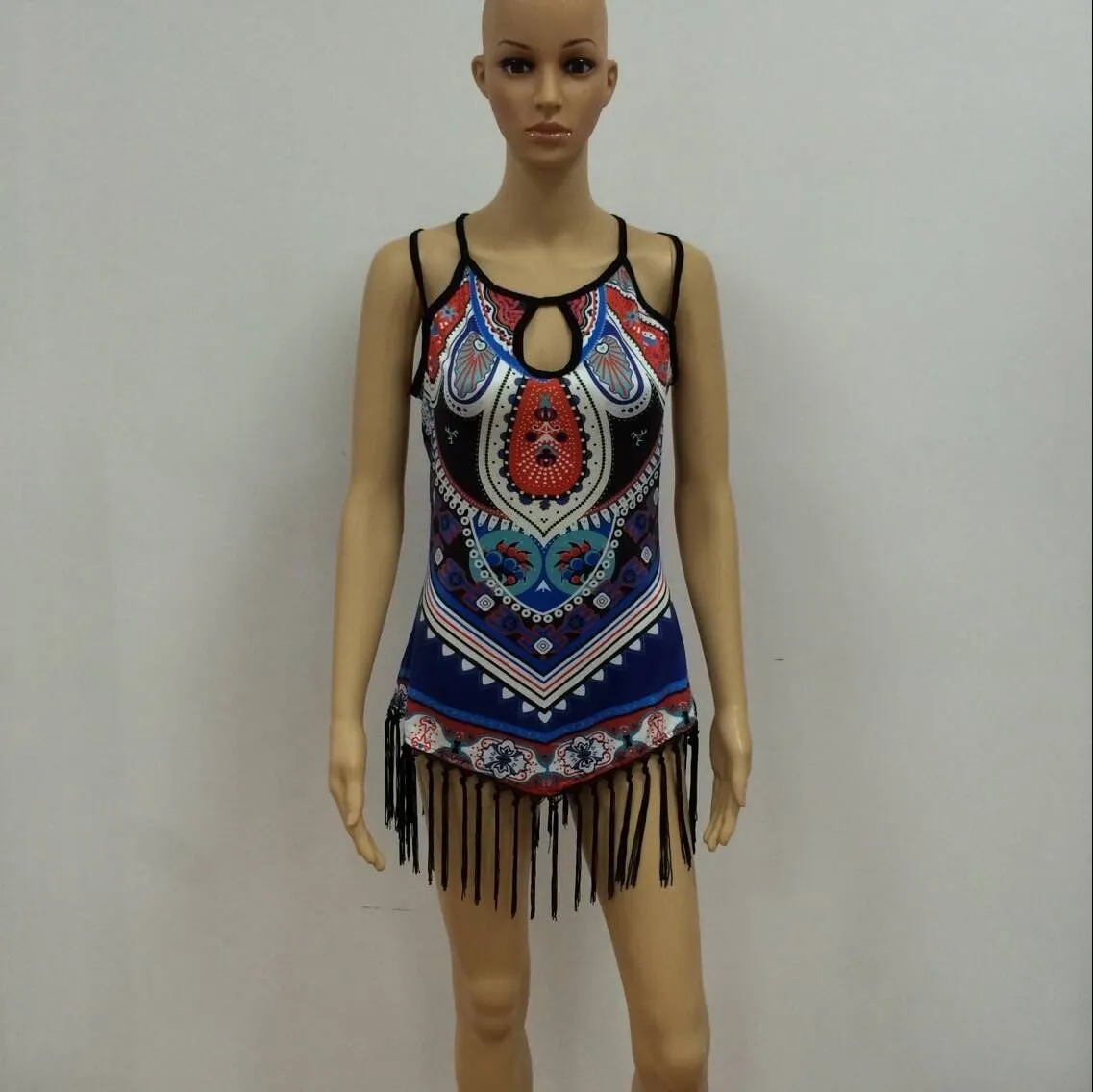 Casual Sexy Pure Color Tassel Spaghetti Straps Short Dress