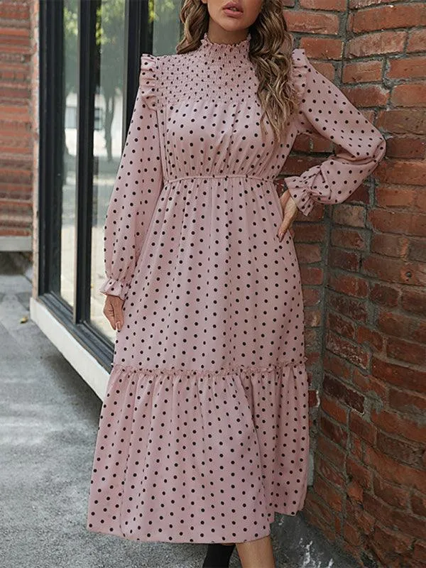 Chic Long Sleeve Polka Dot Dress: A Classic Wardrobe Essential for Women
