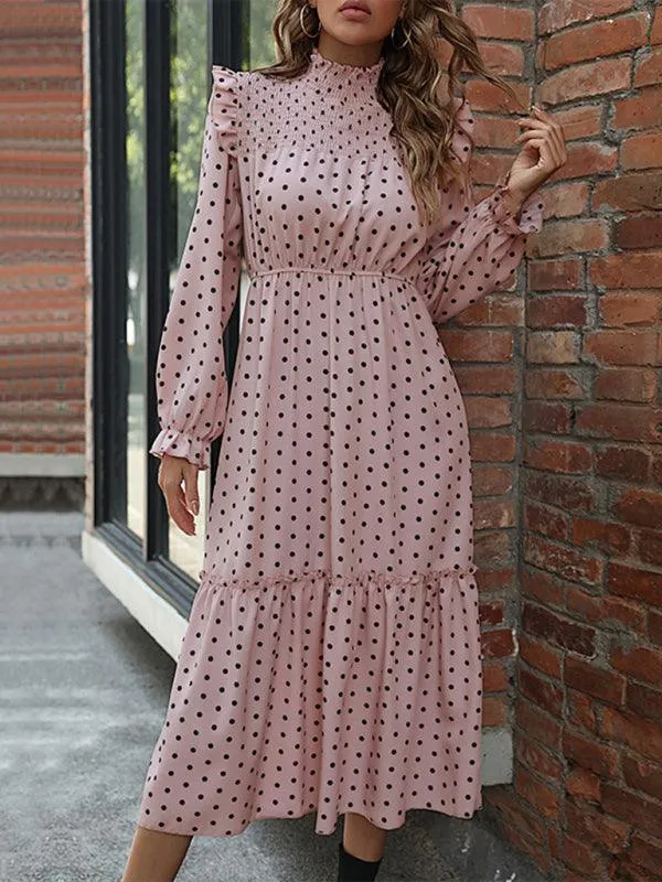 Chic Long Sleeve Polka Dot Dress: A Classic Wardrobe Essential for Women