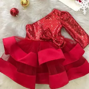Christmas girl dress red