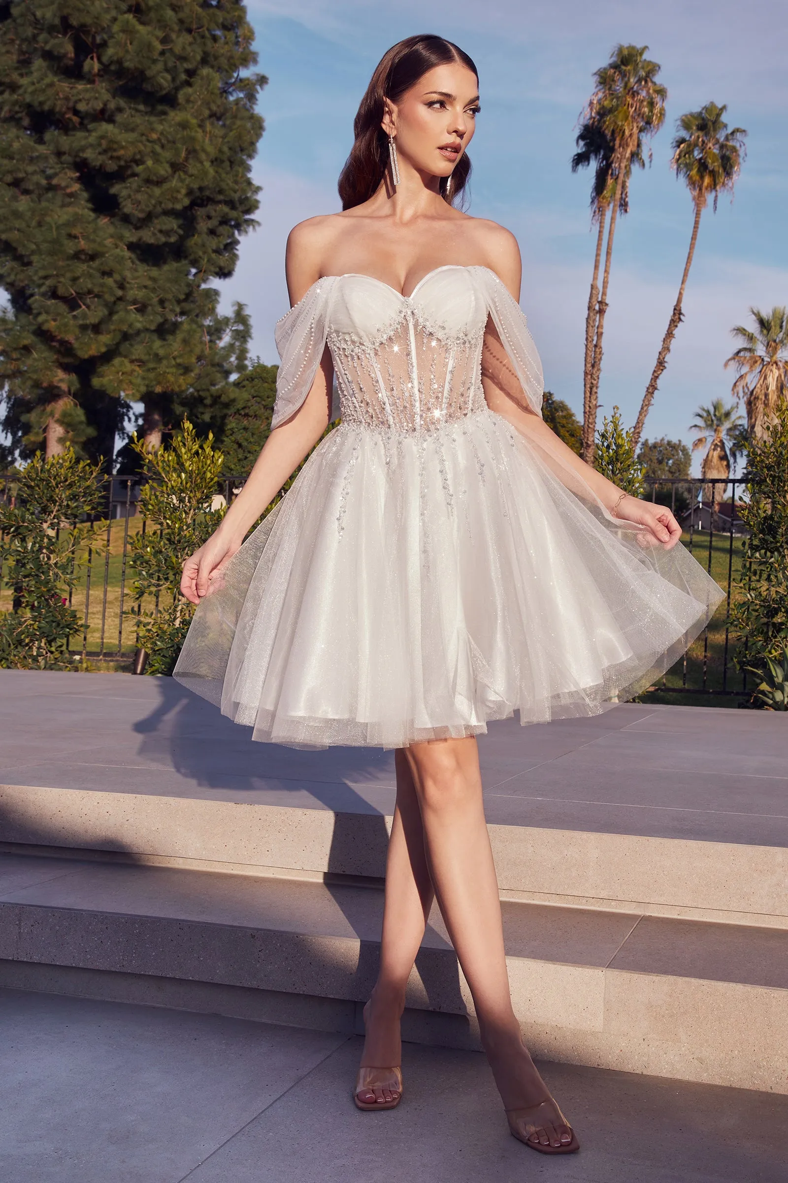 CINDERELLA DIVINE CD0211 Short Off-Shoulder A-Line Dress