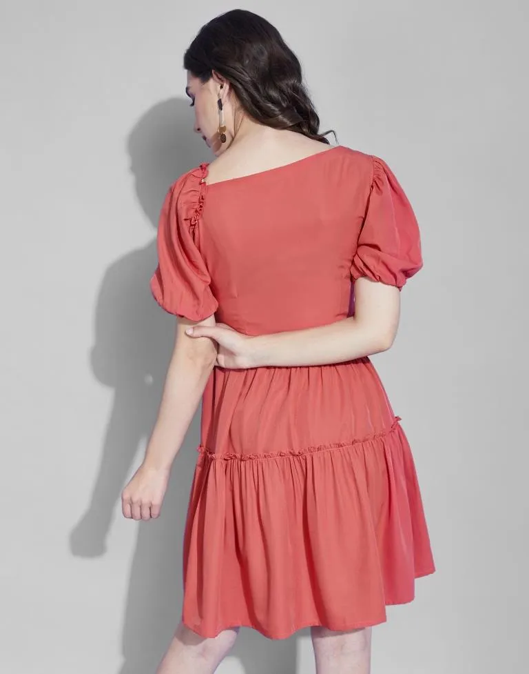 Coral Frilled Dress
