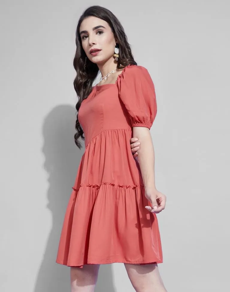 Coral Frilled Dress