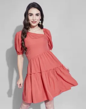 Coral Frilled Dress
