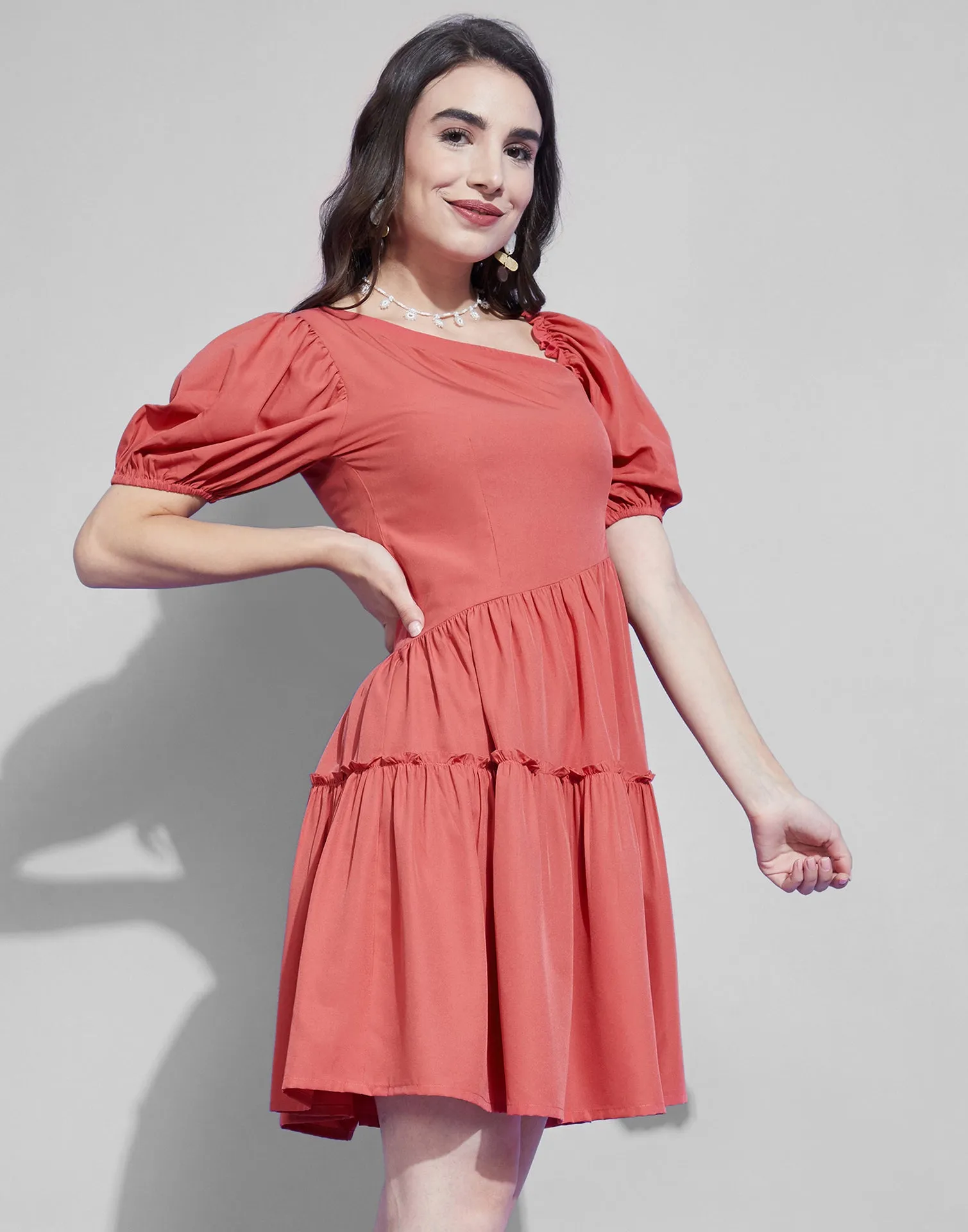 Coral Frilled Dress
