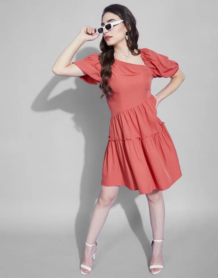 Coral Frilled Dress