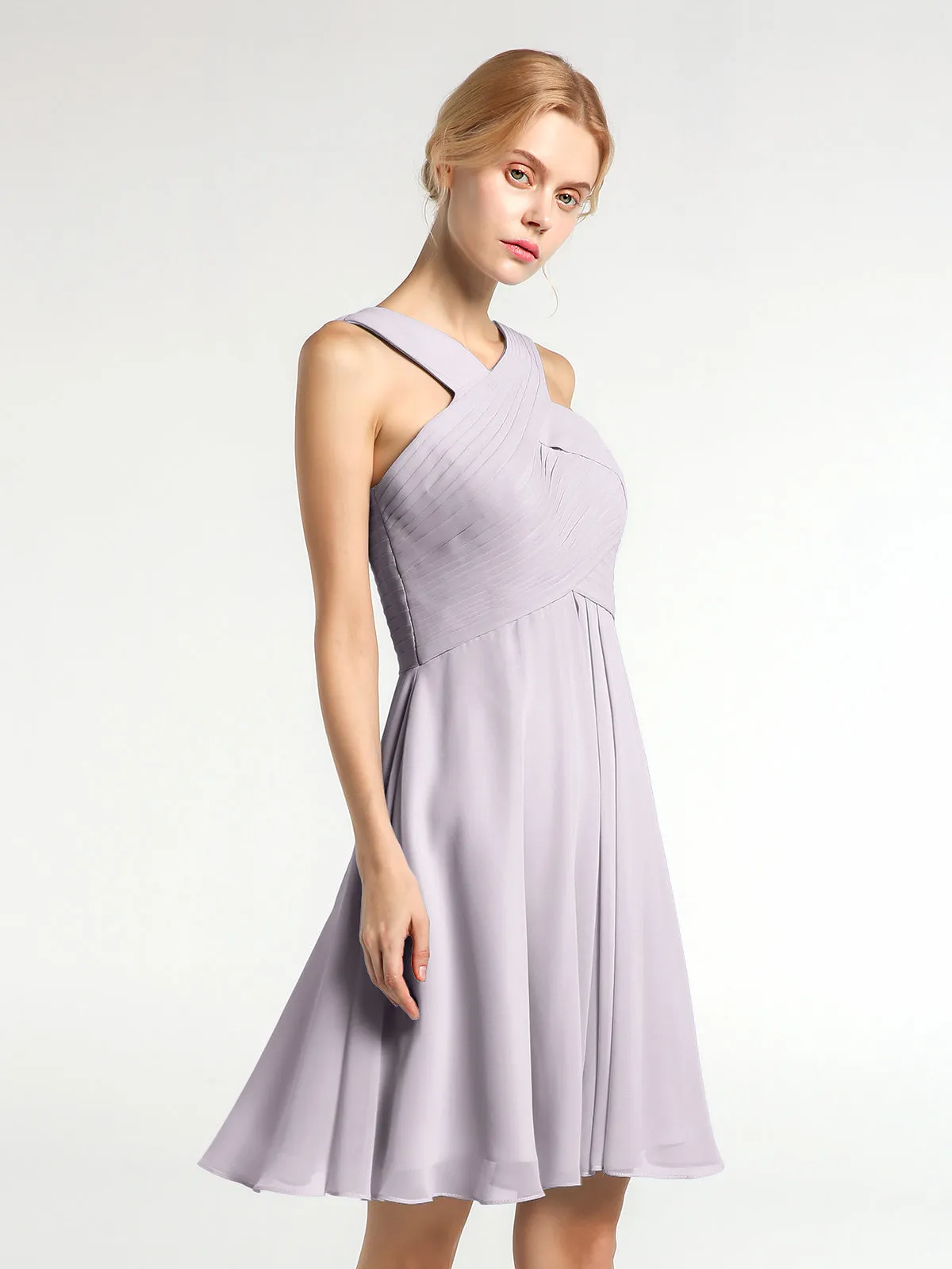 Cross Front Empire Waist Short Bridesmaid Dress Dusk Plus Size