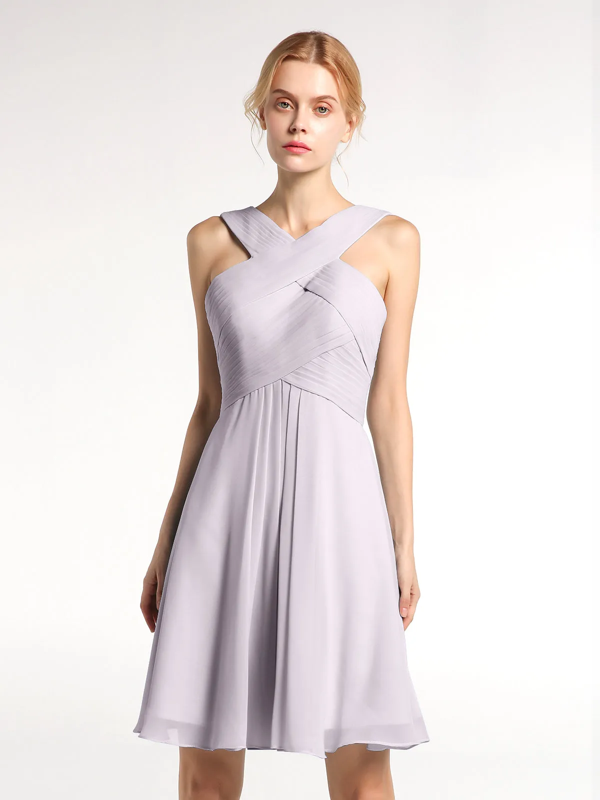 Cross Front Empire Waist Short Bridesmaid Dress Dusk Plus Size