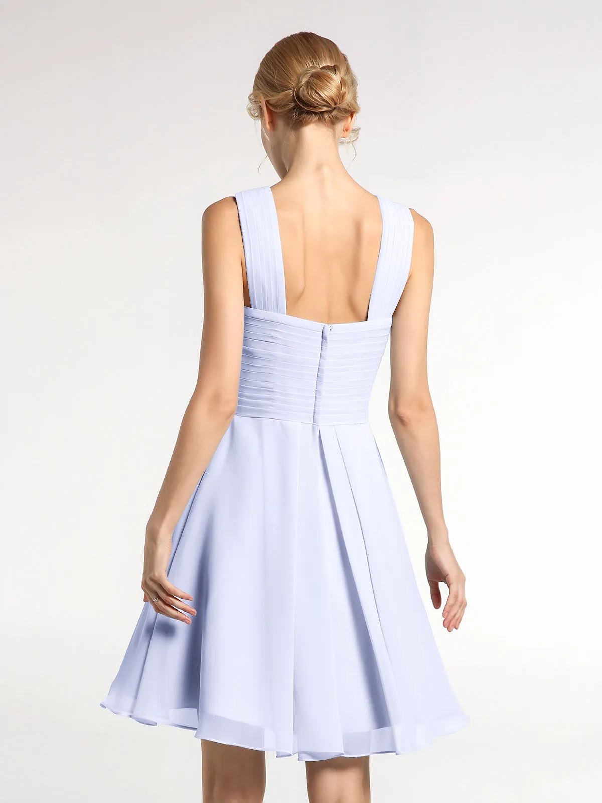 Cross Front Empire Waist Short Bridesmaid Dress Lavender