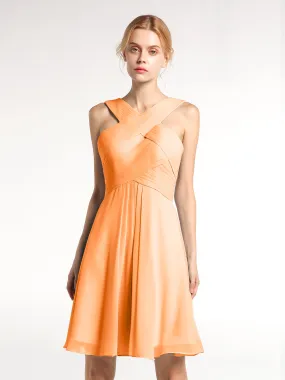 Cross Front Empire Waist Short Bridesmaid Dress Orange Plus Size