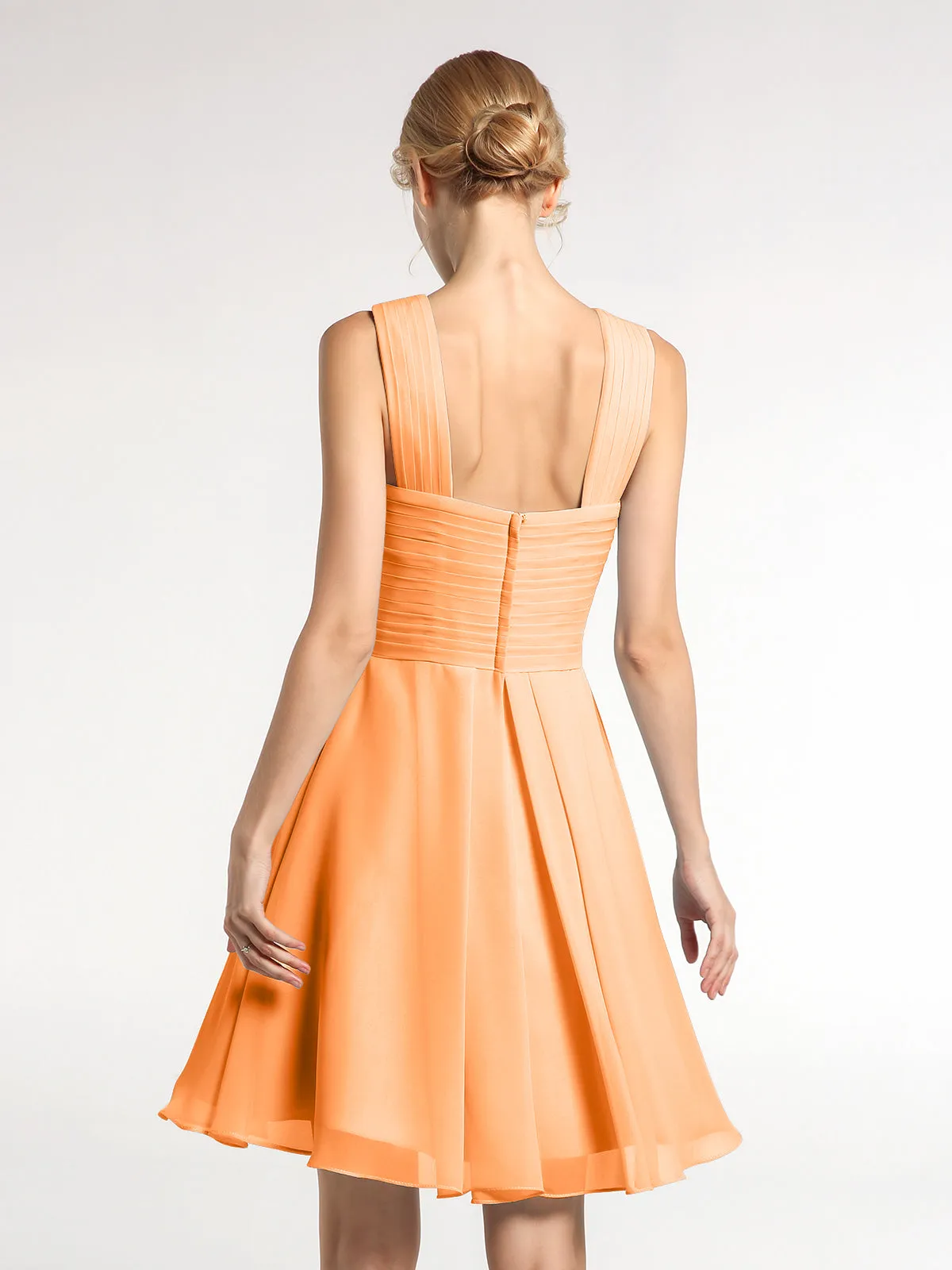 Cross Front Empire Waist Short Bridesmaid Dress Orange Plus Size