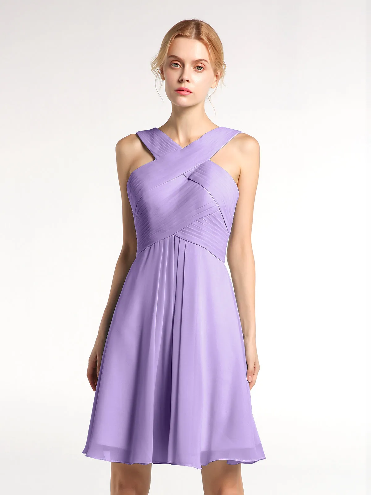 Cross Front Empire Waist Short Bridesmaid Dress Tahiti