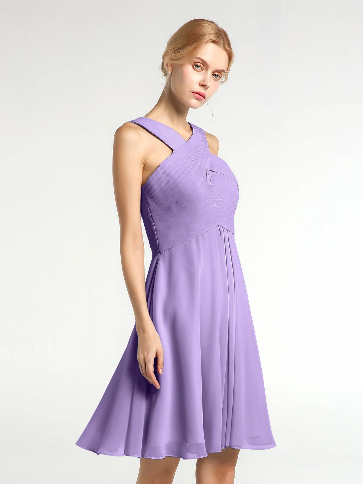 Cross Front Empire Waist Short Bridesmaid Dress Tahiti