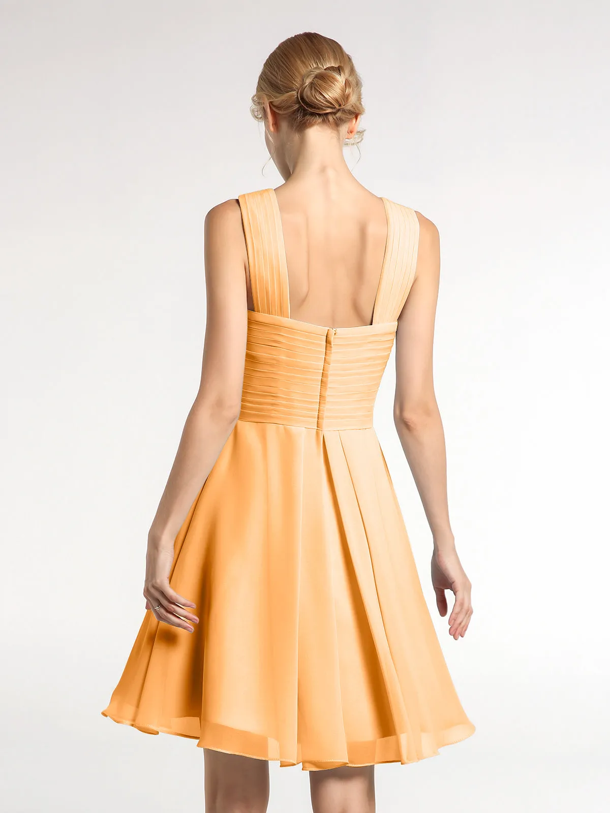 Cross Front Empire Waist Short Bridesmaid Dress Tangerine Plus Size