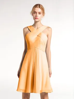 Cross Front Empire Waist Short Bridesmaid Dress Tangerine Plus Size