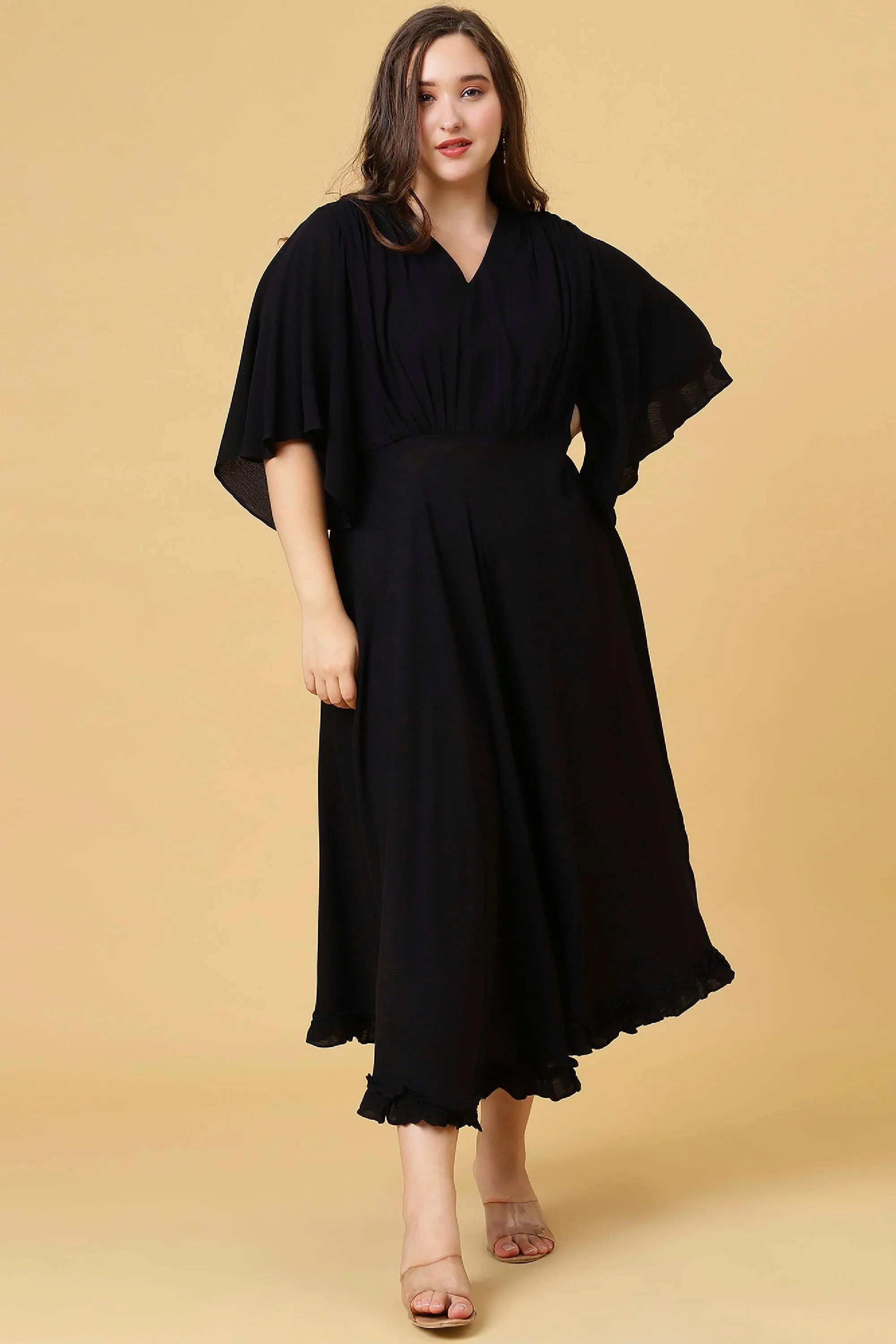 Curvy Lane Women Plus Size V Neck Evening Dress