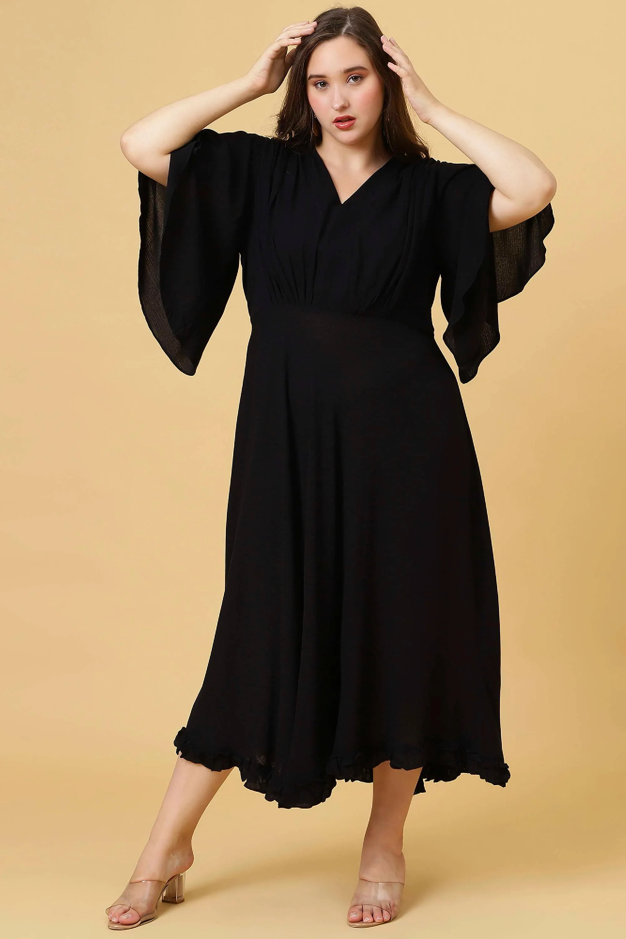 Curvy Lane Women Plus Size V Neck Evening Dress