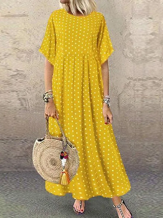 Daily Printed Short-Sleeve Maxi Dress