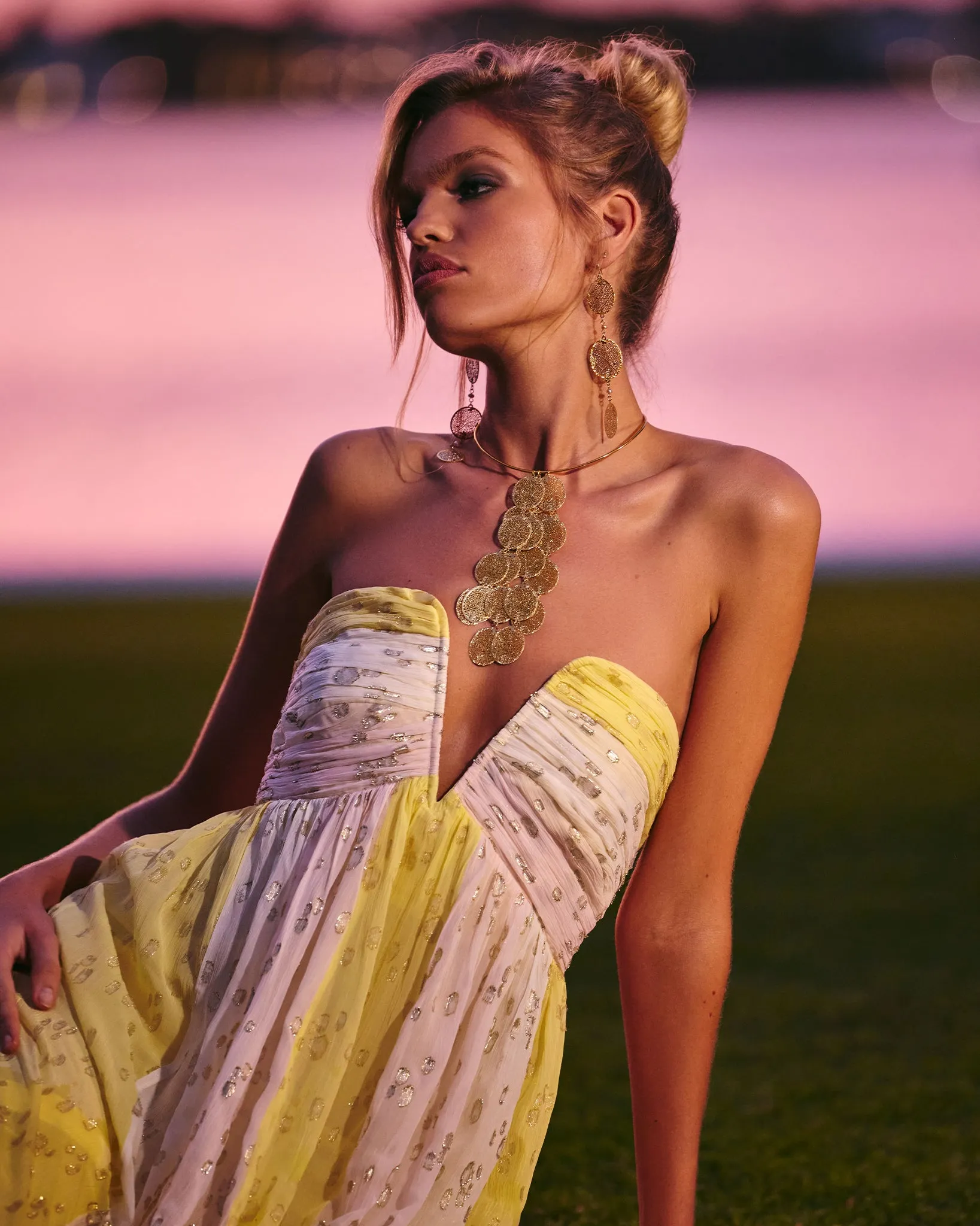 Demi Strapless Jacquard Gown