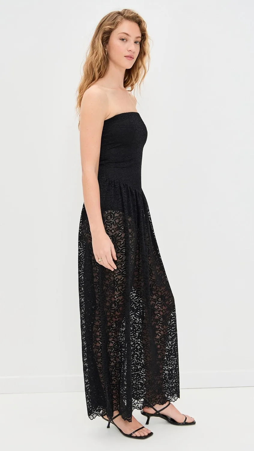 Diana Drop Waist Dress in Black Lovely Lace