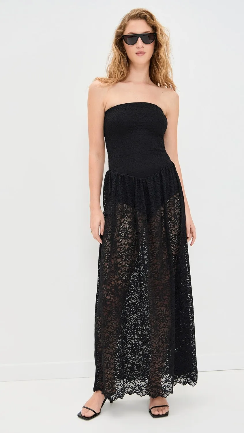 Diana Drop Waist Dress in Black Lovely Lace