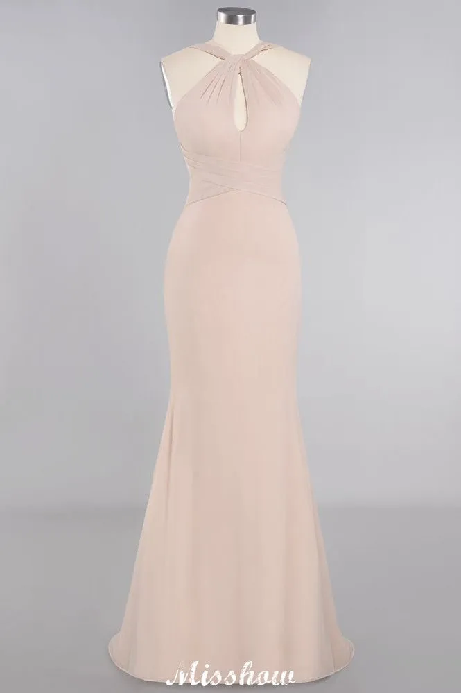 Dreamful Halter Slim Mermaid Bridesmaid Dress Floor Length Party Dress