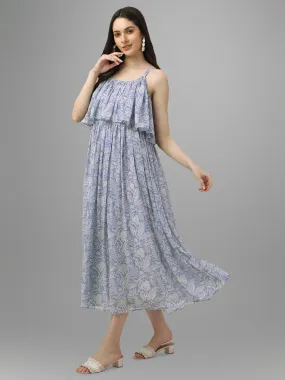 dresses for Women western wear Light Grey Floral Maxi Dress