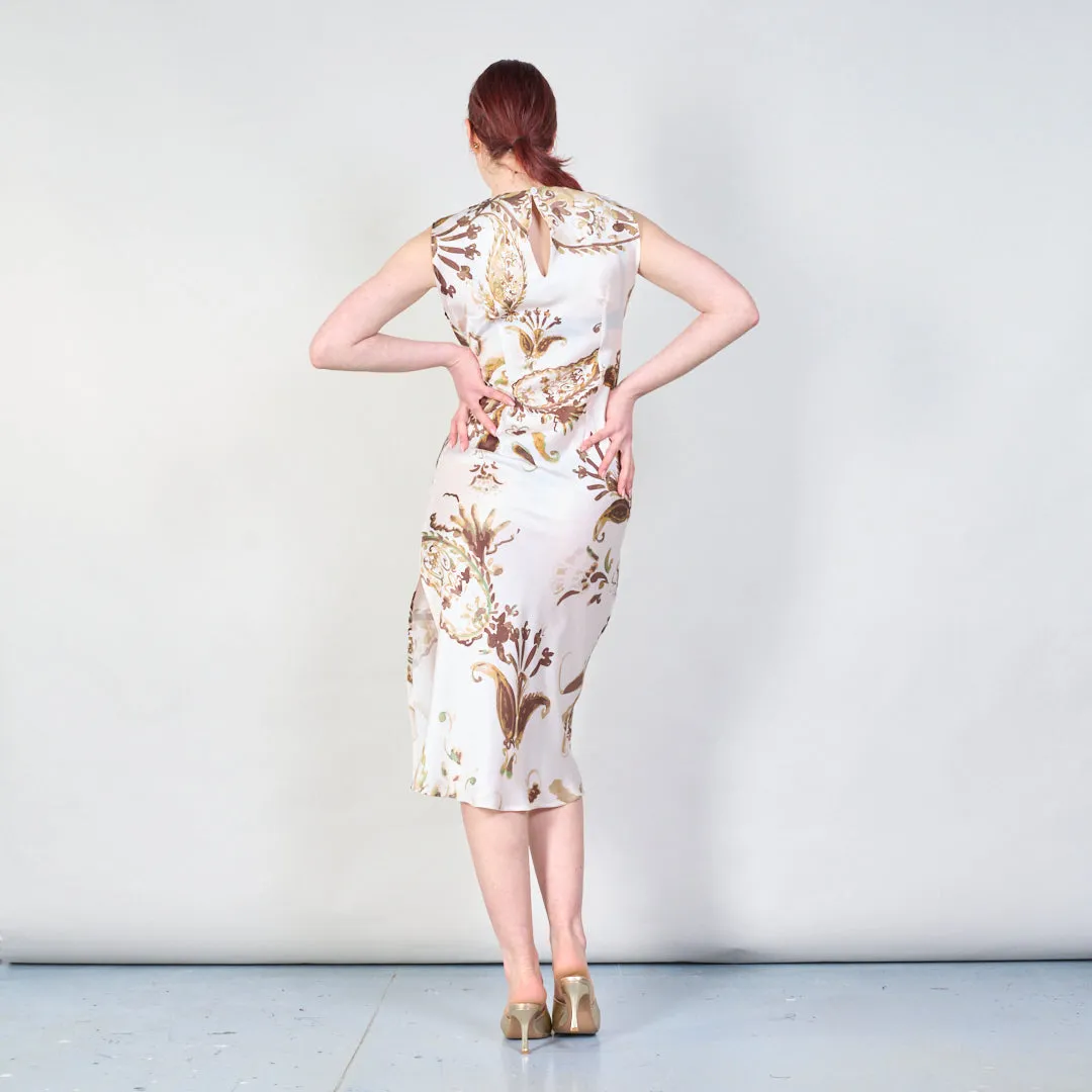 Elegant sleeveless midi dress with artistic print wholesale