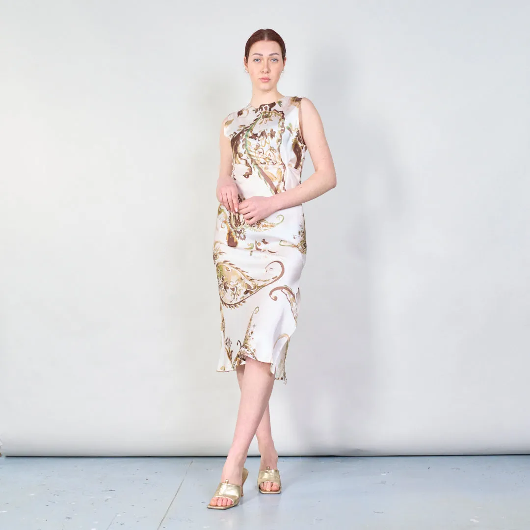 Elegant sleeveless midi dress with artistic print wholesale