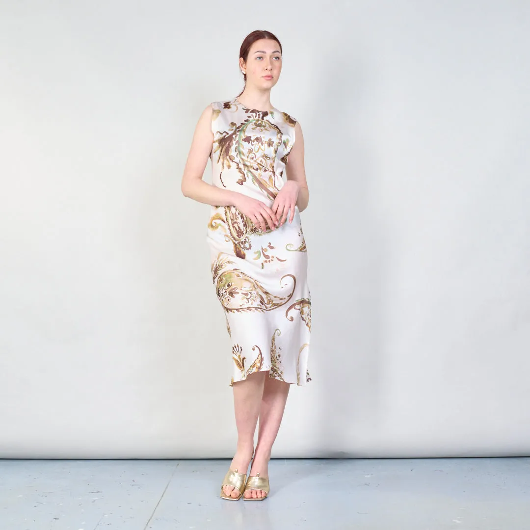 Elegant sleeveless midi dress with artistic print wholesale