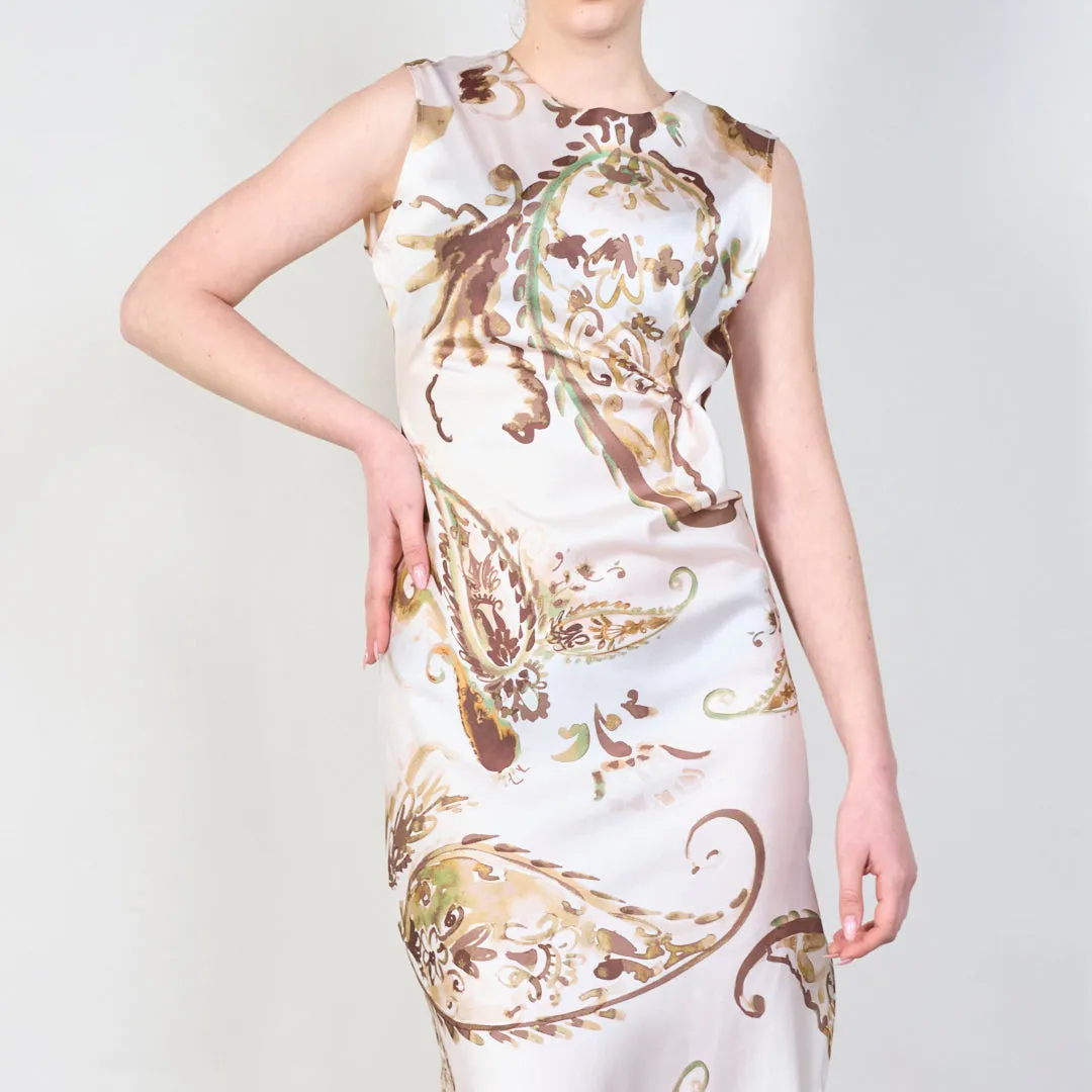 Elegant sleeveless midi dress with artistic print wholesale