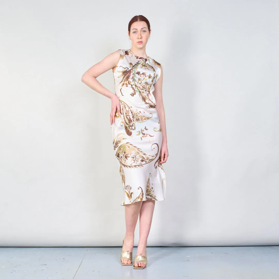 Elegant sleeveless midi dress with artistic print wholesale