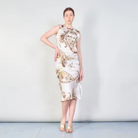 Elegant sleeveless midi dress with artistic print wholesale