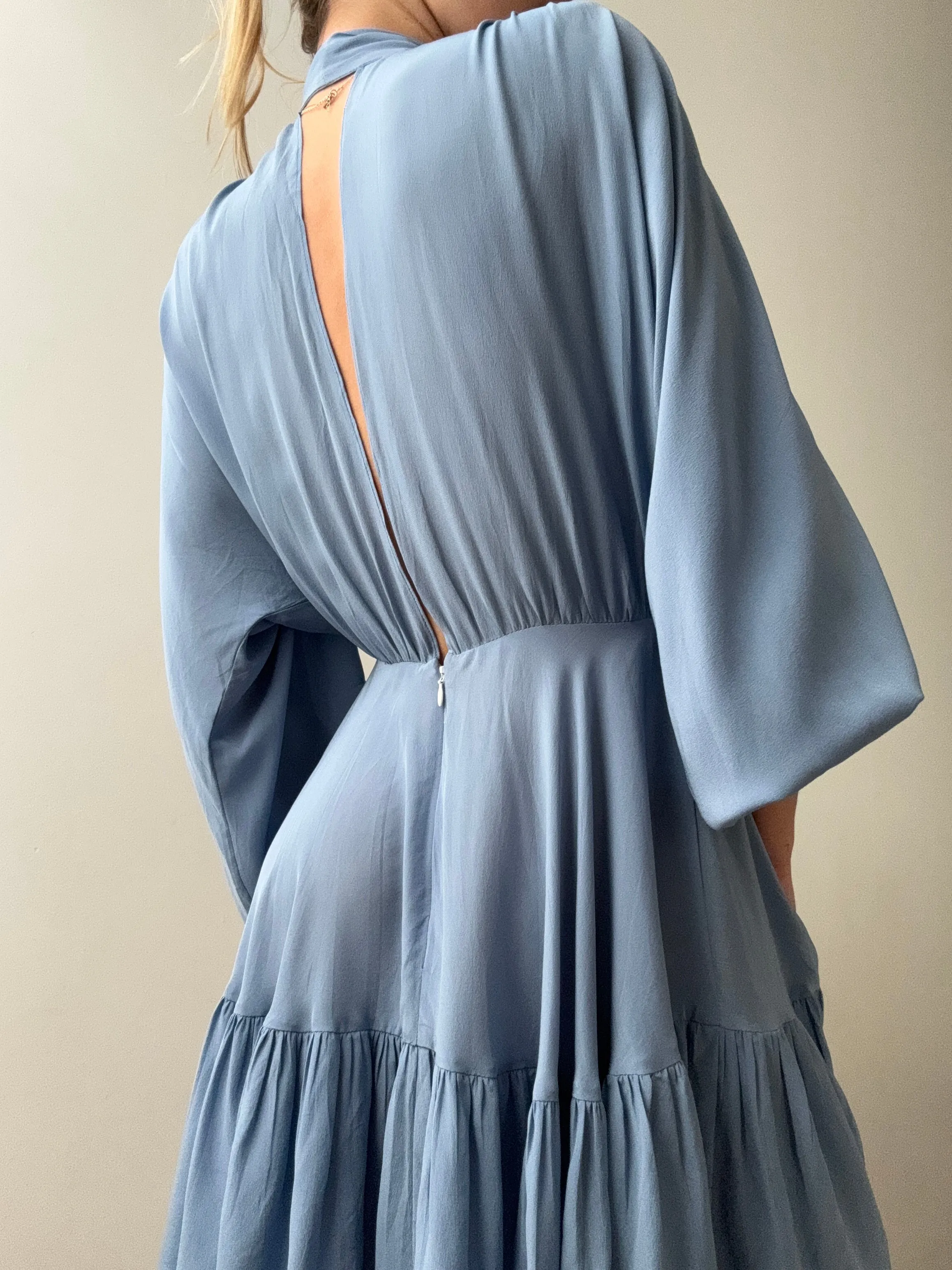 Evarae Tie Short Dress Blue