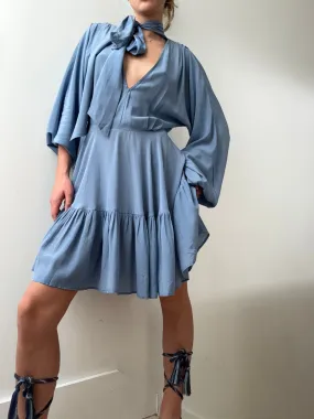 Evarae Tie Short Dress Blue