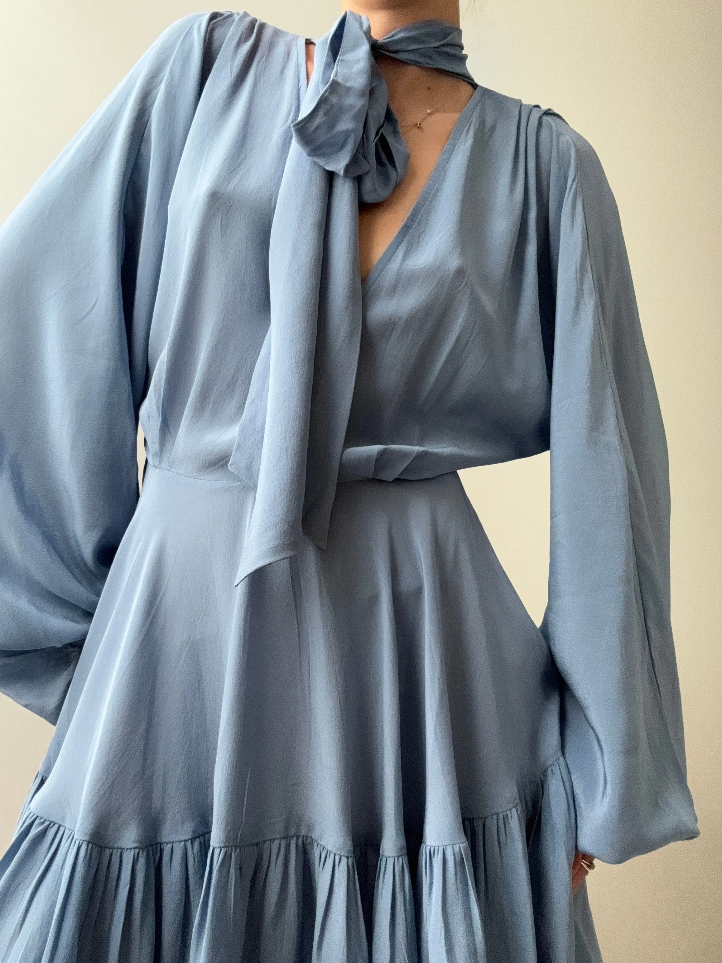 Evarae Tie Short Dress Blue